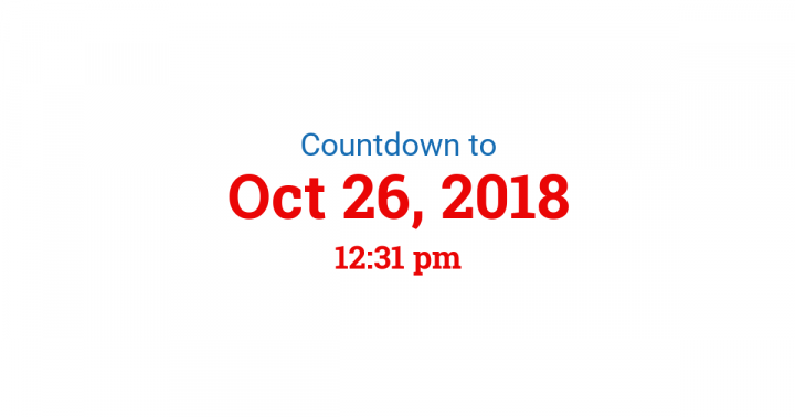 Countdown to Oct 26, 2018 12:31 pm in Edmonton