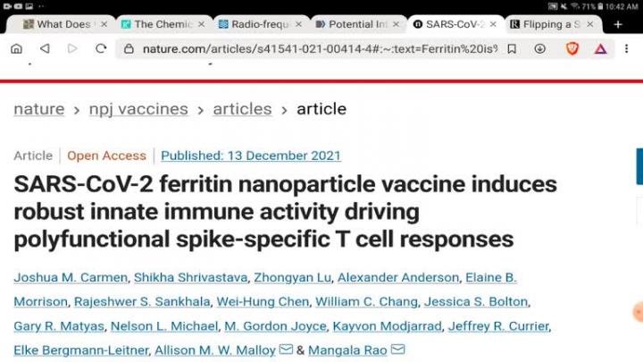 The Same Ferritin Nanoparticle to Control Mice Used In Covid Vac